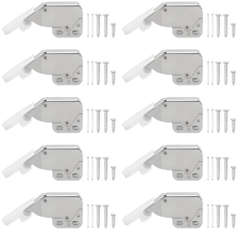 Sxutop 10 Pezzi Mini Chiusura a Pressione Chiusura a Molla Armadio Mini Touch Ferma Porta Mini Latch con Viti Fermo a Molla Chiusura Scrocco a Molla Serratura Chiusura a Scatto per Armadio e Ante