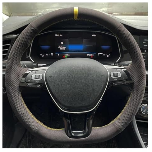 Lenkrad Bezug Auto Lenkrad Geflecht Abdeckung Wildleder Für VW Für Golf 7 Für Mk7 Neue Für Polo Für Jetta Für Passat B8 Lenkung Wrap Lenkradabdeckung(White Thread)