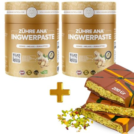 Zühre Ana Ginger Paste (2x240g) - Renforcement naturel du système immunitaire, poudre de gingembre, curcuma - contre le rhume, expectorant pour adultes et enfants - réduit l'hypertension artérielle
