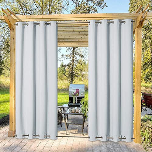 Wasserdichte Outdoor-Vorhänge mit Ösen, für Garten, Verdunkelung, wärmeisoliert, Sonnenschutz für Privatsphäre und Dekoration, ideal für Terrasse, Veranda und Pool, Weiß, 254 x 243,8 cm