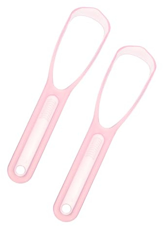 Healeved 2pezzi Raschietto Per Lingua Spazzola Pulizia Lingua Puliscilingua Strumenti Accessori Uso Bagno Colore Beige