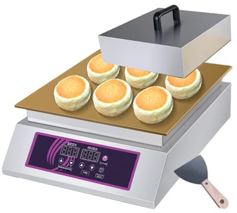 QUSYZD Máquina eléctrica de encimera y panificadora con Temperatura Ajustable de 0 a 260 °C | Máquina para Hacer panqueques Antiadherente de Acero Inoxidable para restaurantes y Puestos de po,