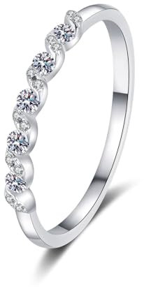 Tolldek Hochzeitsring 585 Weißgold, Klassiker Diamantring mit Labor Diamant 0.19ct VVS1, Verlobungsring 14K Damen Echtgold Schmuck, Gr.54 (17.2)