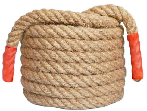 DELLNA Natürliches Juteseil, 30 mm 15 m Dicke Jute Schnur, Vierfach Geflochtene Seil aus Naturfasern, Hanfseil für Handlauf, Sport, Dekoration, Tauziehen