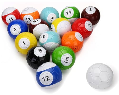 MazmornFly Juego de Mesa Hinchable de Fútbol Billar/Snooker, Set de Billar Pool Kick de Cuero 16 Piezas, Juego Recreativo Deportivo para Adultos (Interior/Exterior/Patio),20cm/7.87inch