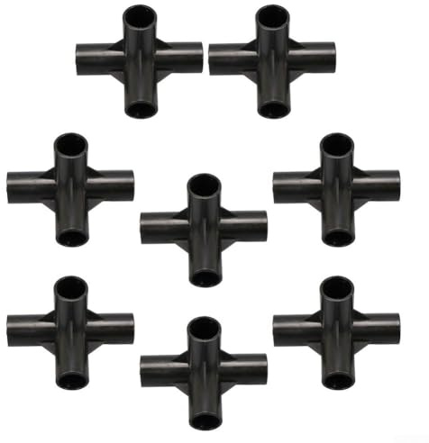 Sisinkal Connettori per tubi in PVC a 4 vie, raccordi in plastica nera per telaio serra, struttura di supporto per piante, progetti di costruzione per interni ed esterni, 8 mm/12 mm/16 mm/19 mm (16 mm