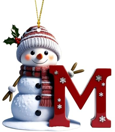 Personalized Acrylic Letter Snowman Christmas Ornaments - 26 Alphabet Tree Decorations, Prepare for Family Friends Teacher (1, M)