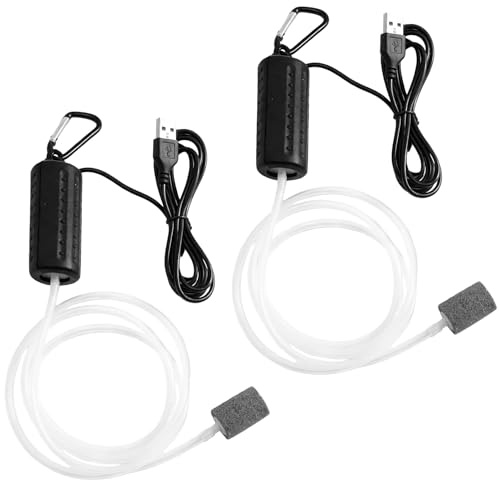 Bomba de oxígeno mini USB para acuario, bomba de aire portátil, bomba de oxígeno ultraligera, bomba de aire para acuario, con doble piedra de aire y manguera de silicona
