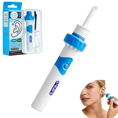 Extracteur de Cérumen Électrique,Appareil De Nettoyage Des Oreilles Pour Bebe Enfants Adulte Avec 2 Têtes de Rechange Lavables et Brosse(Utiliser Batterie NO.7)
