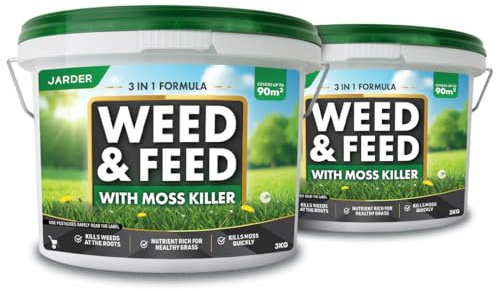 Jarder Weed and Feed Lawn Treatment 6kg - 2 x 3kg - Kills Weeds and Moss in Lawns - Boosts Grass Growth and Colour - Nutrient Rich Lawn Feed Granules