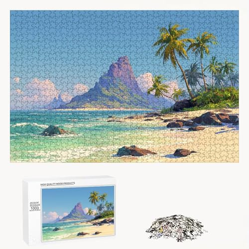 Puzzle 1200 Piezas Adultos Océano & Isla, Rompecabezas con Letras Traseras y Póster, Pasatiempo Antiestrés, Decoración de Pared, Regalo Decorar Mujer Hombre 75 x 50 cm (14 Años +) P3#583