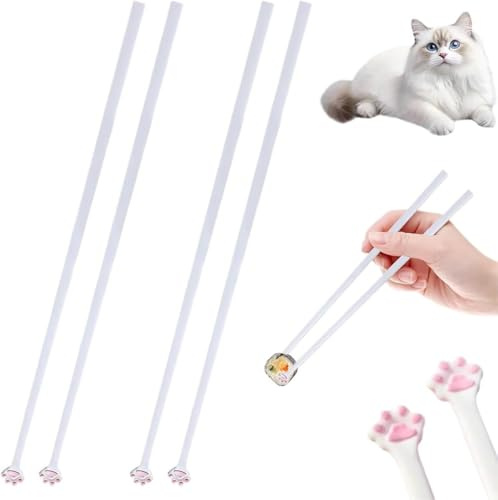 MOLZINY 2 Paia Cat Paw Chopsticks Cat Paw Chop stick riutilizzabili Sticchi taglio unici carini stampe zampe rosa Animali in stile cinese non slip giapponesi per bacchette per amanti gatti`