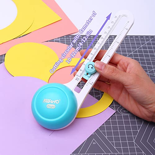 KW-Trio cirkulär pappersskärare roterande cirkelskärare manuell rund skärverktyg papperstrimmer scrapbooking-verktyg med ersättningsskärare för gör-det-själv papperskort hantverk tillbehör syverktyg