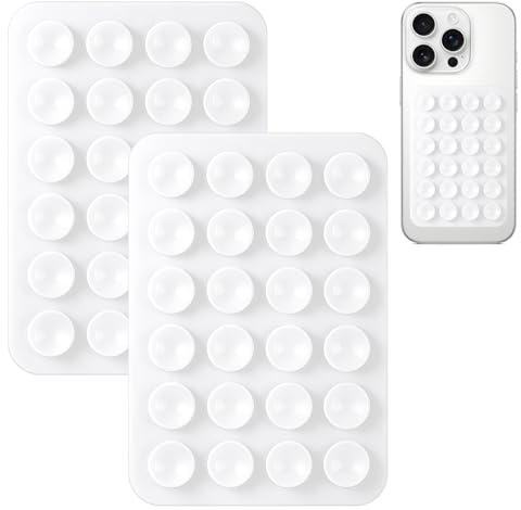 Ainiv 2 Pièces Coque Ventouse en Silicone, Ventouse Telephone Portable | Adhésif puissant et antidérapant pour selfies et vidéos. Support mains libres pour surfaces lisses, Blanc