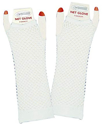 KarnevalsTeufel Damen Netzhandschuhe in Weiß Länge ca. 23 cm