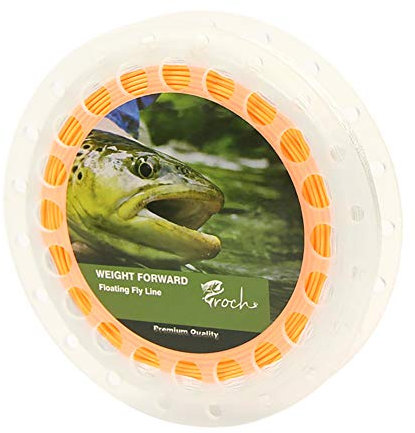 Croch Weight Forward Fliegenschnur WF 3F 4F 5F 6F 7F 8F 30,5 m (Lachs) + Stützschnur + 2,7 m Vorfach