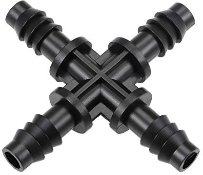 sourcing map Barb Drip Pipe Connector 8mm Inner Diameter Hose Fitting 4 Way for Garden Agricultural Irrigation System, Plastic 5pcs