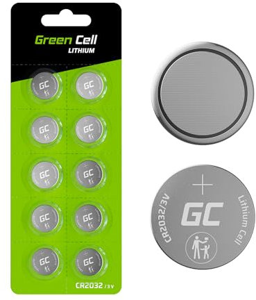 Green Cell CR2032 Lithium Batterie 3V – 10er Pack Knopfzellen mit 220mAh – Kompatibel mit Autoschlüssel, Waagen, Uhren, Mainboards – langlebig & sofort einsatzbereit