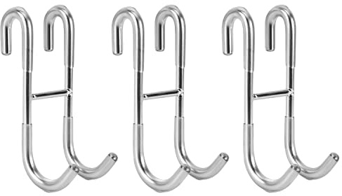 Simtive Paquete de 3 ganchos para puerta de ducha, ganchos para toallas, para puertas de vidrio sin marco, ganchos para escobillas de ducha, color plateado