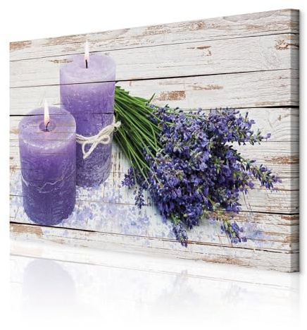 decomonkey Wandbilder Blumen Natur 60x40 cm 1 Teilig Leinwandbilder | Strukturleinwand, Holzkeilrahmen, Bild auf Leinwand, Kunstdruck, Wanddeko, Wohnzimmer, Wanddekoration, Lavendel