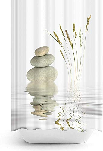 Rideau de Douche Zen 120x200 cm Impression numérique Design Moderne Tissu Polyester imperméable Lavable résistant à la moisissure avec Crochets Inclus