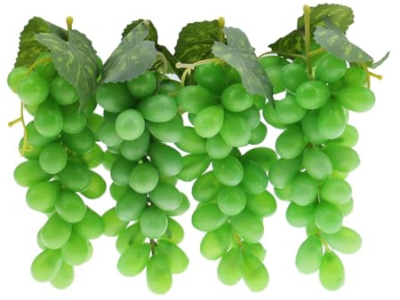 Woration 4 Bunches Artificial Grape Lifelike Simulation Fruit Decorative Fake Green Grapes with Vines Kitchen Party Garden Home Prop Cabinet Display (36 kernels)