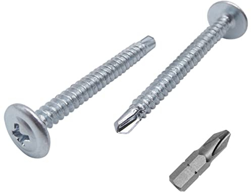 Marcopol Packung mit 200 Stück Schrauben aus verzinktem Stahl 4,2 x 41 mm, modifizierter Flachrundkopf mit Kreuzschlitz, selbstbohrende Blechschraube, selbstschneidend 200, 4,2 x 41 mm