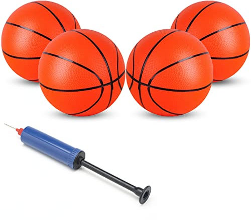 GmeDhc 16 CM Orange Ballon Basket, Mini Ballon de Basket avec Pompe, Balle Rebondissantes Enfant Gonflable, pour Panier de Basket Enfant Intérieur et Extérieur