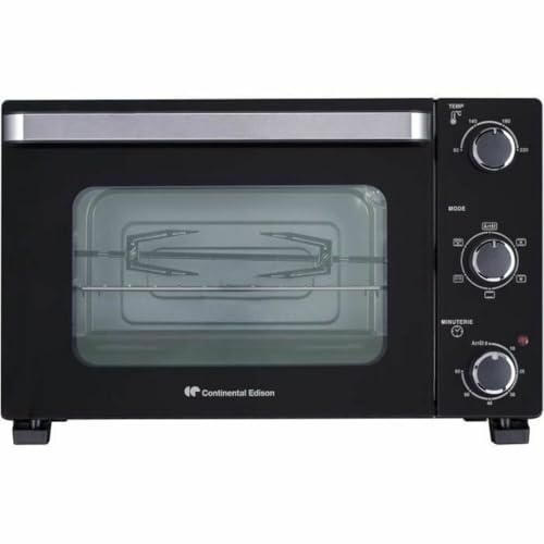 CONTINENTAL EDISON CEMF28B2 - Elektrischer Minibackofen 28L schwarz - 1500W - Drehspieß, natürliche Konvektion