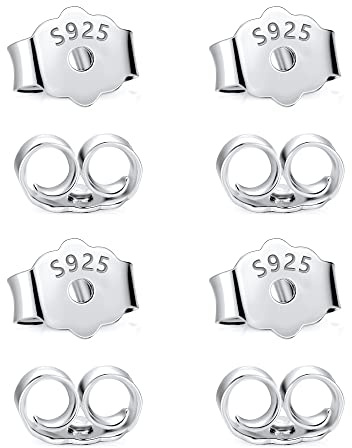 8Stück Silber Ohrstecker Stopper Ohrringverschlüsse Schmuckherstellung Set | Ohrringverschlüsse Schmetterlings Ohrsteck Stop Sicher Ersatz für Pfosten Sicherheitsverschlüsse Ohrringe Selber Machen Set