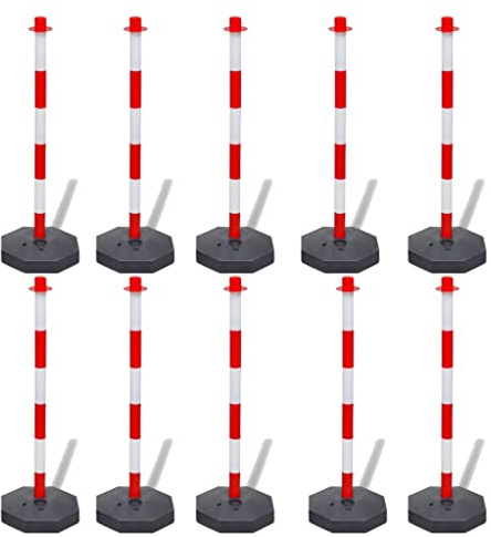 BricoLoco.com Pôle de signalisation et balisage pour chaîne. FLUORESCENT Balise poteau séparateur de lignes pour les événements (rouge blanc, 10 pièces.)