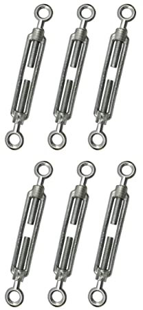 Kippen 1204CK - Confezione da 6 Pezzi di Tenditore a 2 Occhi in Acciaio Zincato. Misura 8 mm.