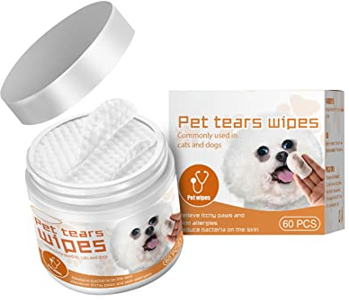 Dirfuny Dog Eye Wipes | Safe & Easy Cleaning Eye Wipes For Dogs | Tear Stains, Dog Eye Crust & Eye Discharge | Pack of 60 | Soothing Aloe Ver Formula