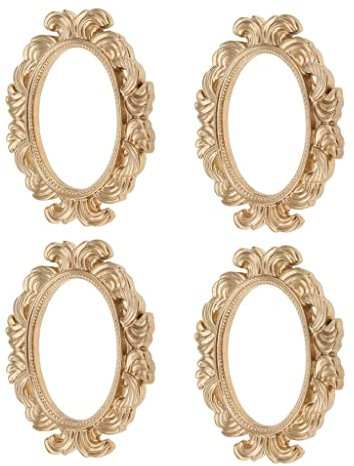 barenx Bilderrahmen, oval, Vintage-Design, Boroque-Stil, 4 Stück