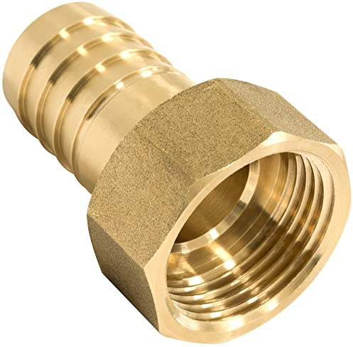 AERZETIX - C67435 - Racor hembra acanalado 1 para manguera Ø25mm - rosca interior - para llave 38mm - adaptador conector sistema circuito de irrigación riego bomba - en latón