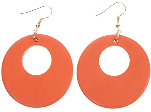 LIFKOME 1 Paar Geometrische Runde Ohrhänger Holzohrringe Ohranhänger Orange