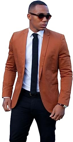Mens Dark Orange One Button Sports Blazer Business Leisure Jacket Tuxedo Prom Groom Casual Coat