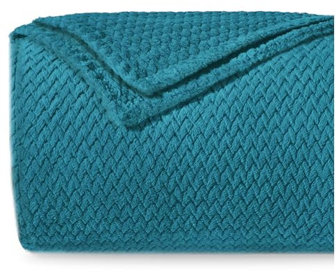 Dreamzie - Kuscheldecke 150x200 cm - Flauschig Fleecedecke Mikrofaser 100% Polyester 260gsm - Decke Sofa mit Fischgrätmuster und weicher Haptik - Türkis