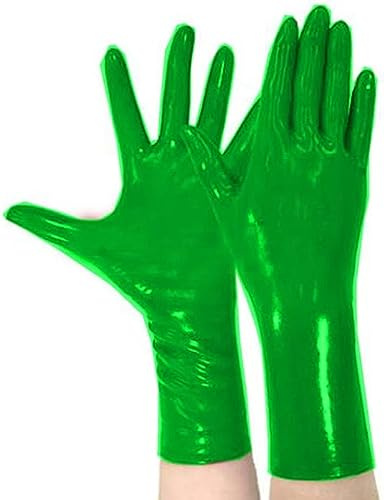 Frauen Sexy Elastische Handschuh Kurze Lederhandschuhe Weibliche Kurze Handschuhe Sexy Show Handschuhe,Grün,L