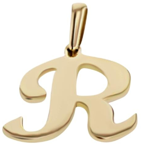 JC Schmuck | Buchstaben Goldanhänger | Anhänger 585 Gelbgold Initialien Kettenanhänger inkl. Schmucketui Unisex 14 Karat | 3237 (Buchstabe R)