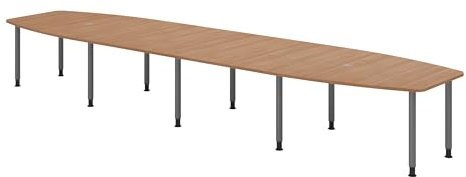 bümö Konferenztisch oval 520x130 cm großer Besprechungstisch in Nussbaum, Besprechungstisch mit Gestell in Graphit, Meetingtisch für 18 Personen, XXL-Tisch für Besprechungsraum & Meeting
