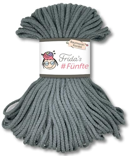 Frida's Wollhaus Frida's 250 g #Fünfte Baumwoll-Kordel Ø 5 mm Häkeln Stricken Makramee 30 Farben (774 | Grau)