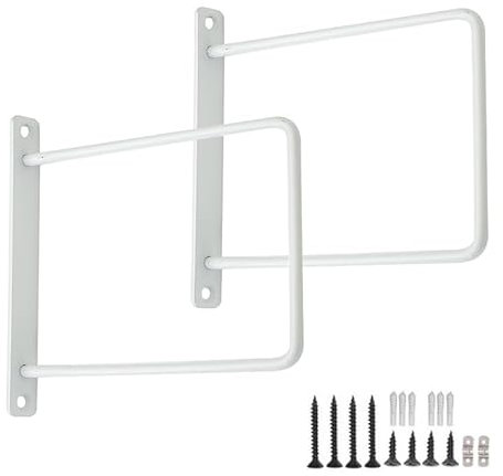 tow000ack 2 Stück Regalhalterungen Schwimmende Regalträger Metall Schwerlast Regalwinkel 90 Grad Recht Winklige Halterung für Wandhalterung, Regalhalterung,mit Schrauben,Weiß (30cm)