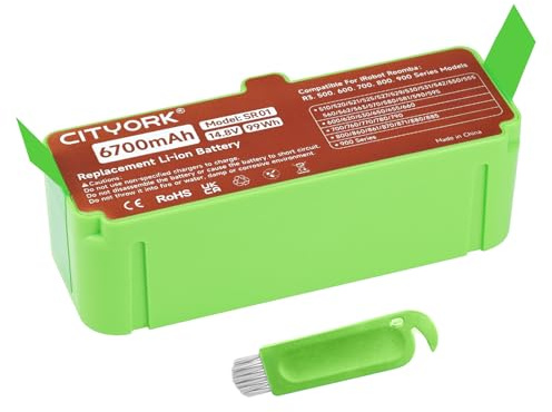 CITYORK 6700mAh Litio Batteria per iRobot Roomba 800/700/600/500 Series, Per iRobot Roomba 880 895 876 875, 790 776, 690 697 692 680 671 670 650 615 606 605, 580 560 555 550 530 520 510