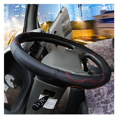 AVFORA Lenkradhüllen Für Durchmesser 36 38 40 42 45 47 50 cm Rutschfester Echtleder-Lenkradbezug Für Bus LKW Auto Verschleißfestes Auto-Styling Lenkradabdeckung (Farbe : 45CM)