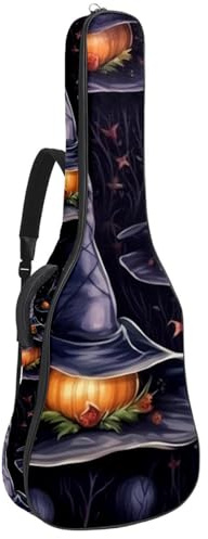 Bassgitarrentasche mit Kunst Halloween Hexenhut 2, Akustikgitarrentasche 101,6 cm E-Gitarrenkoffer, wasserdichte Oxford E-Gitarre Gigbag für akustische klassische Gitarre, Ukulele, Kunst Halloween