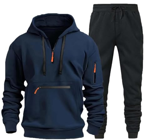 MJGkhiy Tuta Uomo Completa Invernale Felpa Con Zip e Cappuccio Due Pezzi Felpe e Pantaloni Tuta Set Tracksuit Tute da Ginnastica Completo Abbigliamento Sportiva Tuta Felpata Complete Offerte Suit