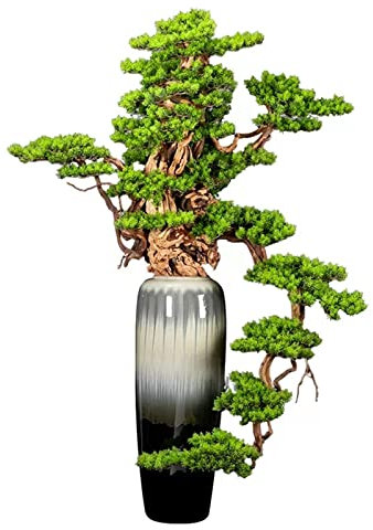 Künstliche Bonsai Großer künstlicher Bonsai-Baum for den Innenbereich, grün, Simulation Willkommenskiefer, Bonsai-Baum, Wohnzimmer, Büro, Dekoration, künstlicher Baum mit Keramikvase Kunstbaum Bonsai(