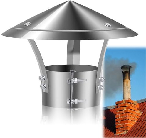 Couverture de Cheminée - 80mm Acier Inoxydable Capuchon de Pluie Couverture pour Tuyaux de Poêle Cheminée, Couvercle de Trou de Cheminée, Chapeau de Cheminée en Acier Inoxydable Chapeau de Cheminée