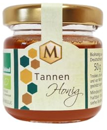 Josef Muhr BIOLAND Tannenhonig 50 g – Deutscher Bio Honig aus kontrollierter Imkerei, kräftig-würzig & aromatisch, naturbelassen – Premium Waldhonig im Glas - Miniglas - Probiergröße